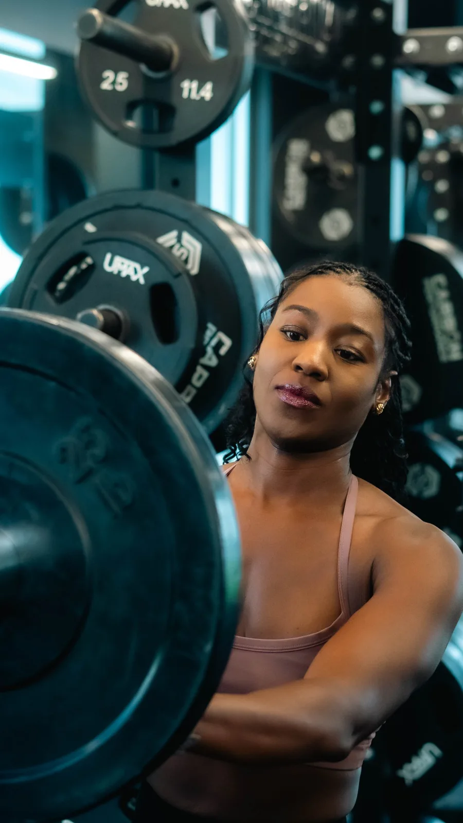 Priscilla Claude at the squat rack